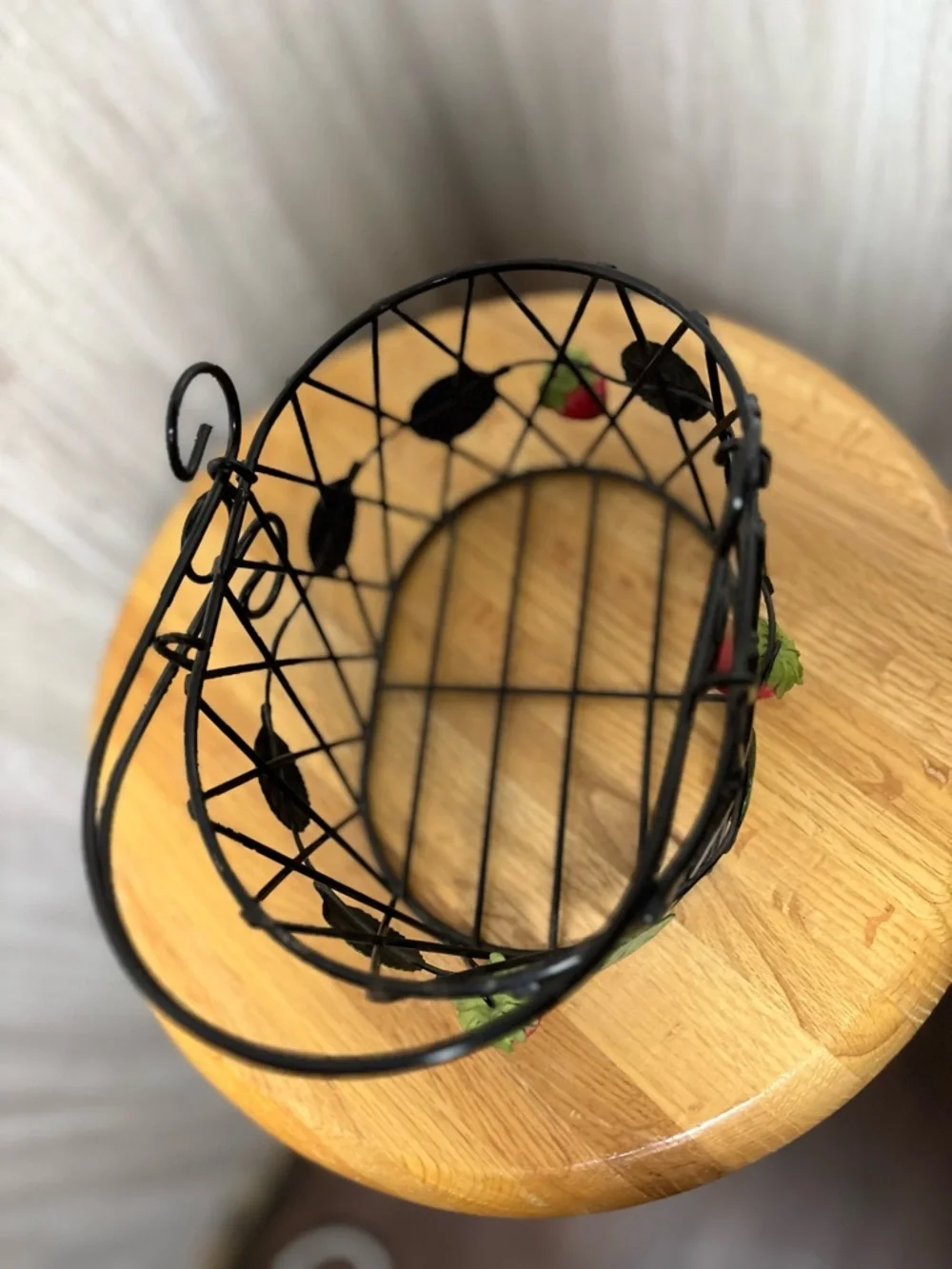 Decorative Black Metal Strawberry Wire Basket - Home Accents Vintage
